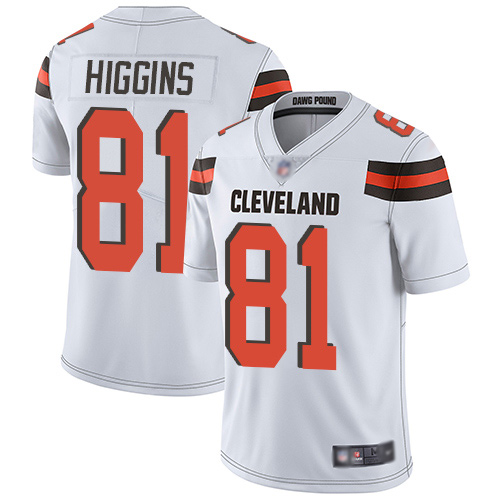 Cleveland Browns Rashard Higgins Men White Limited Jersey #81 NFL Football Road Vapor Untouchable->women nfl jersey->Women Jersey
